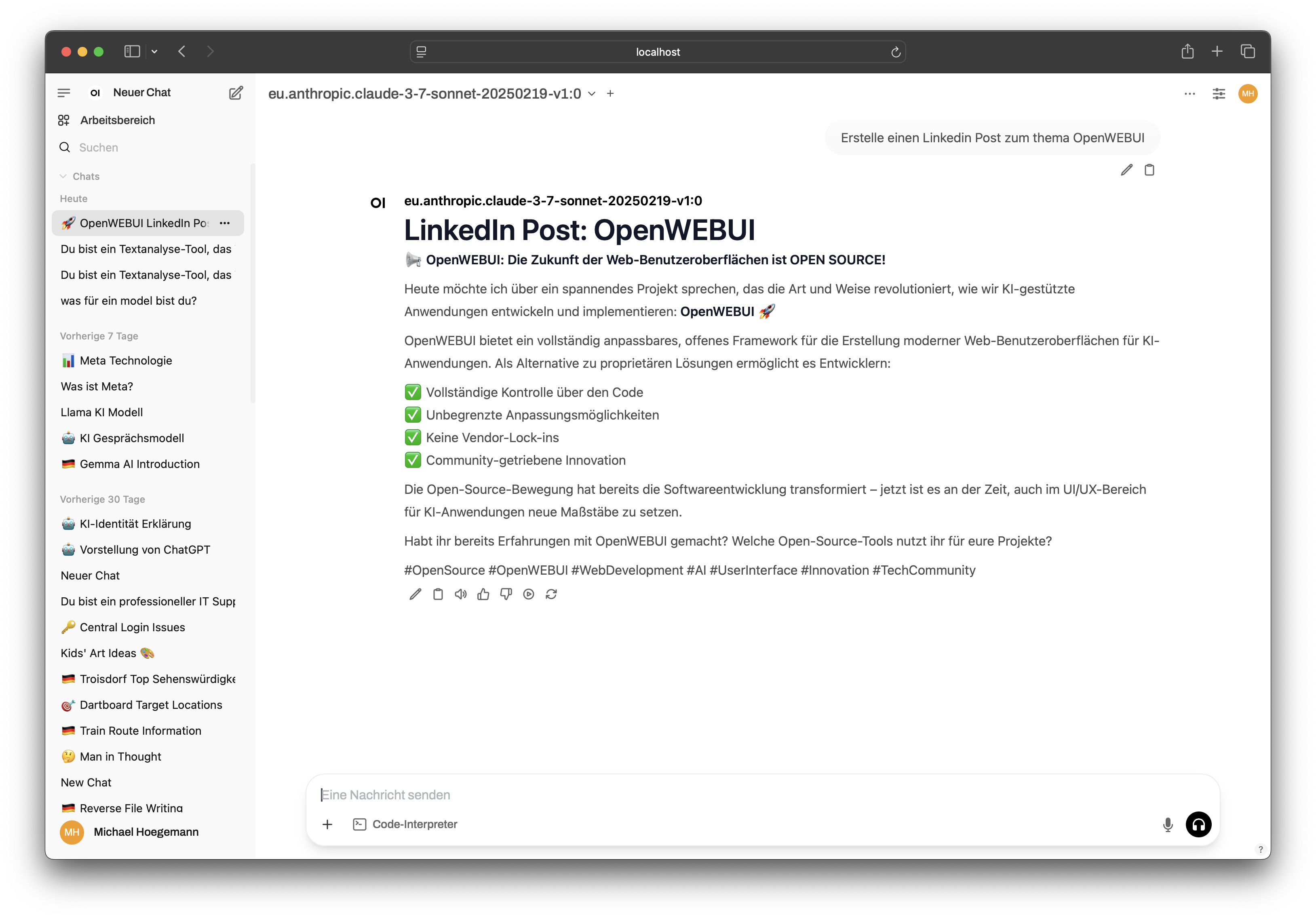 OpenWebUI Interface